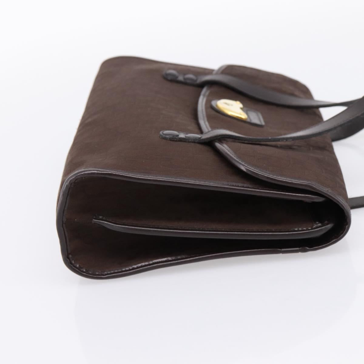 Christian Dior Trotter Canvas Hand Bag Brown Gold Auth 201513