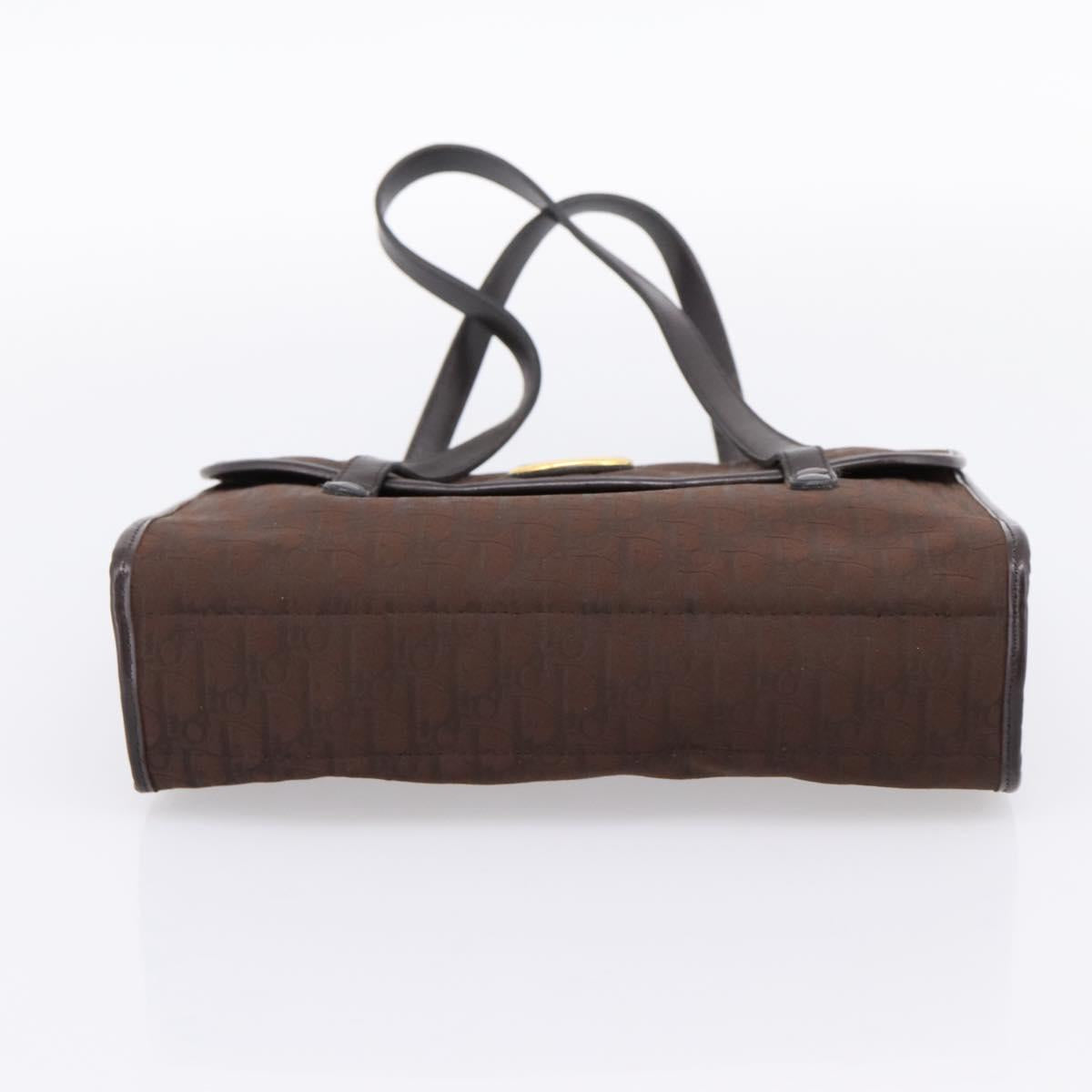 Christian Dior Trotter Canvas Hand Bag Brown Gold Auth 201513