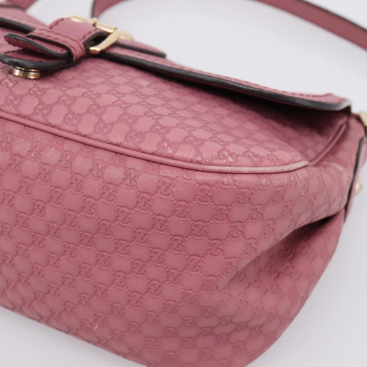 GUCCI Micro GG Canvas Guccissima Bag Leather Pink Gold 308452 Auth 201514