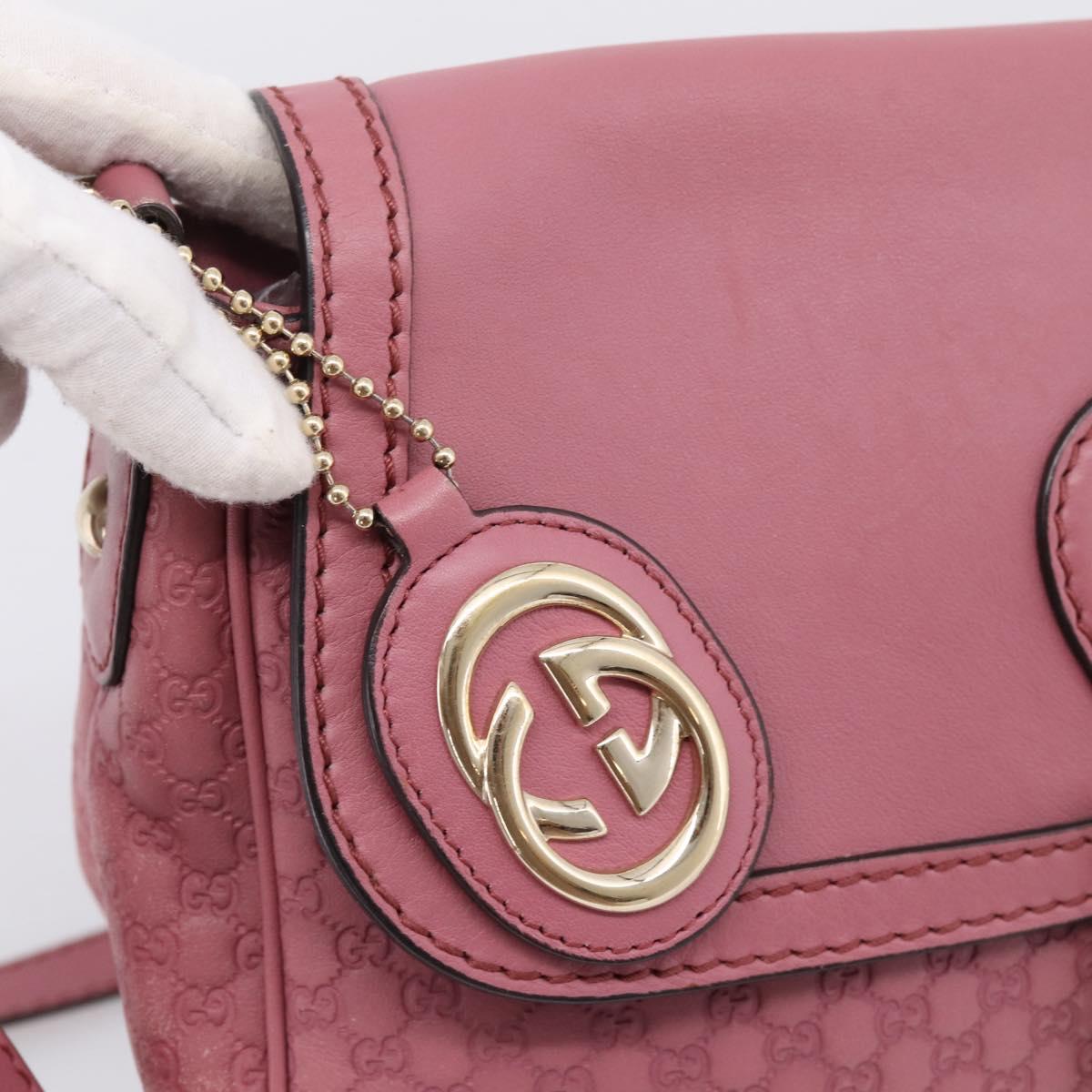 GUCCI Micro GG Canvas Guccissima Bag Leather Pink Gold 308452 Auth 201514