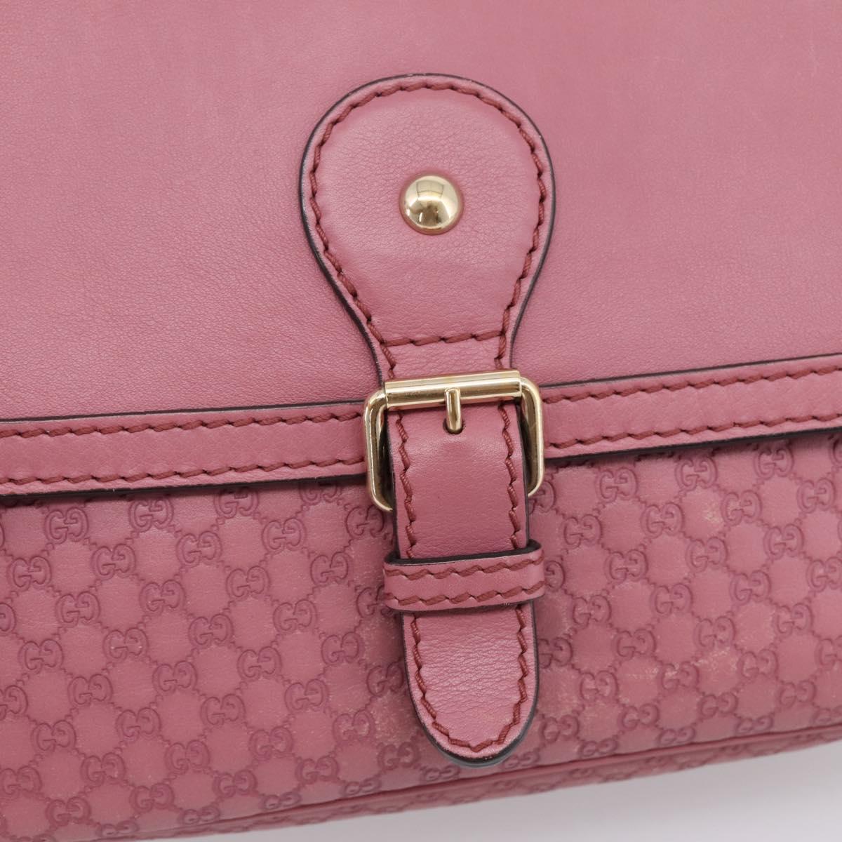 GUCCI Micro GG Canvas Guccissima Bag Leather Pink Gold 308452 Auth 201514