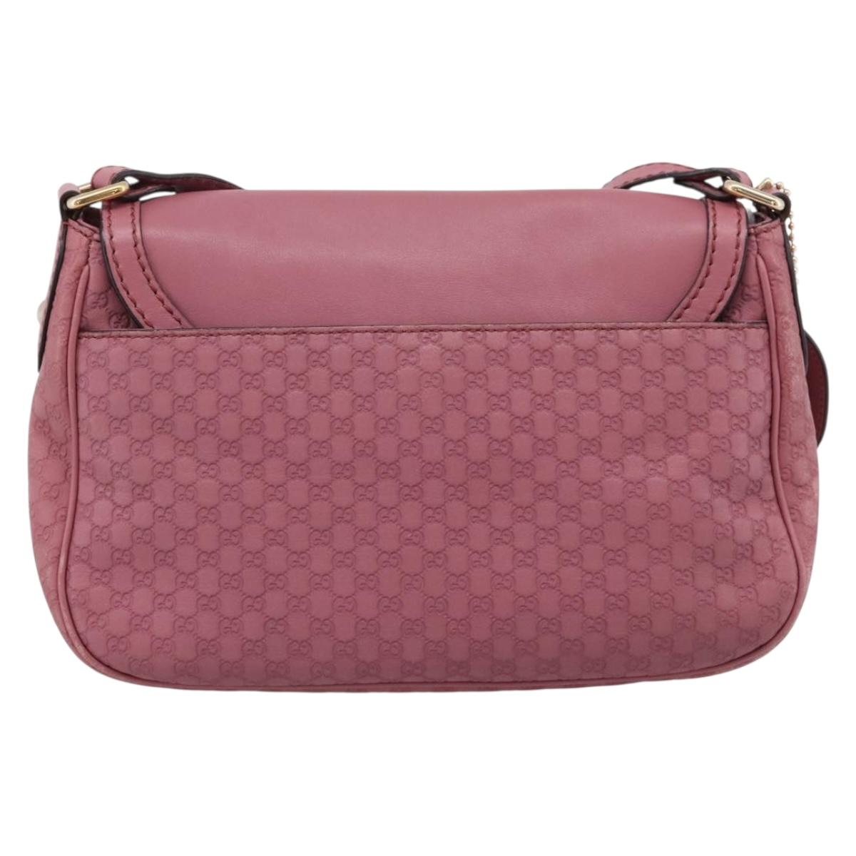 GUCCI Micro GG Canvas Guccissima Bag Leather Pink Gold 308452 Auth 201514