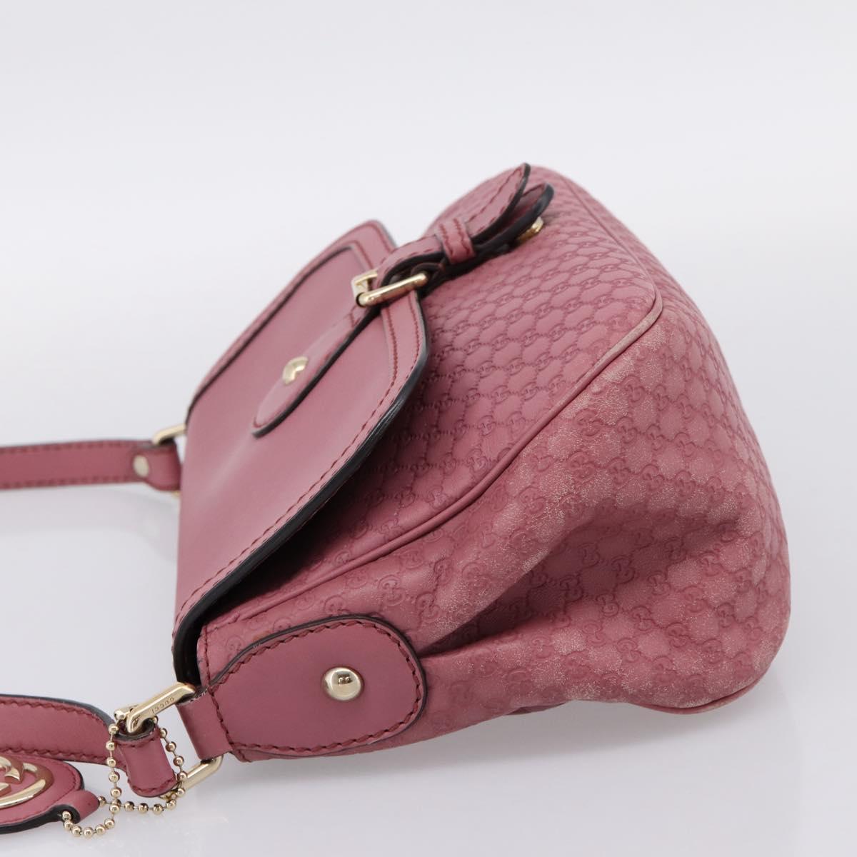 GUCCI Micro GG Canvas Guccissima Bag Leather Pink Gold 308452 Auth 201514