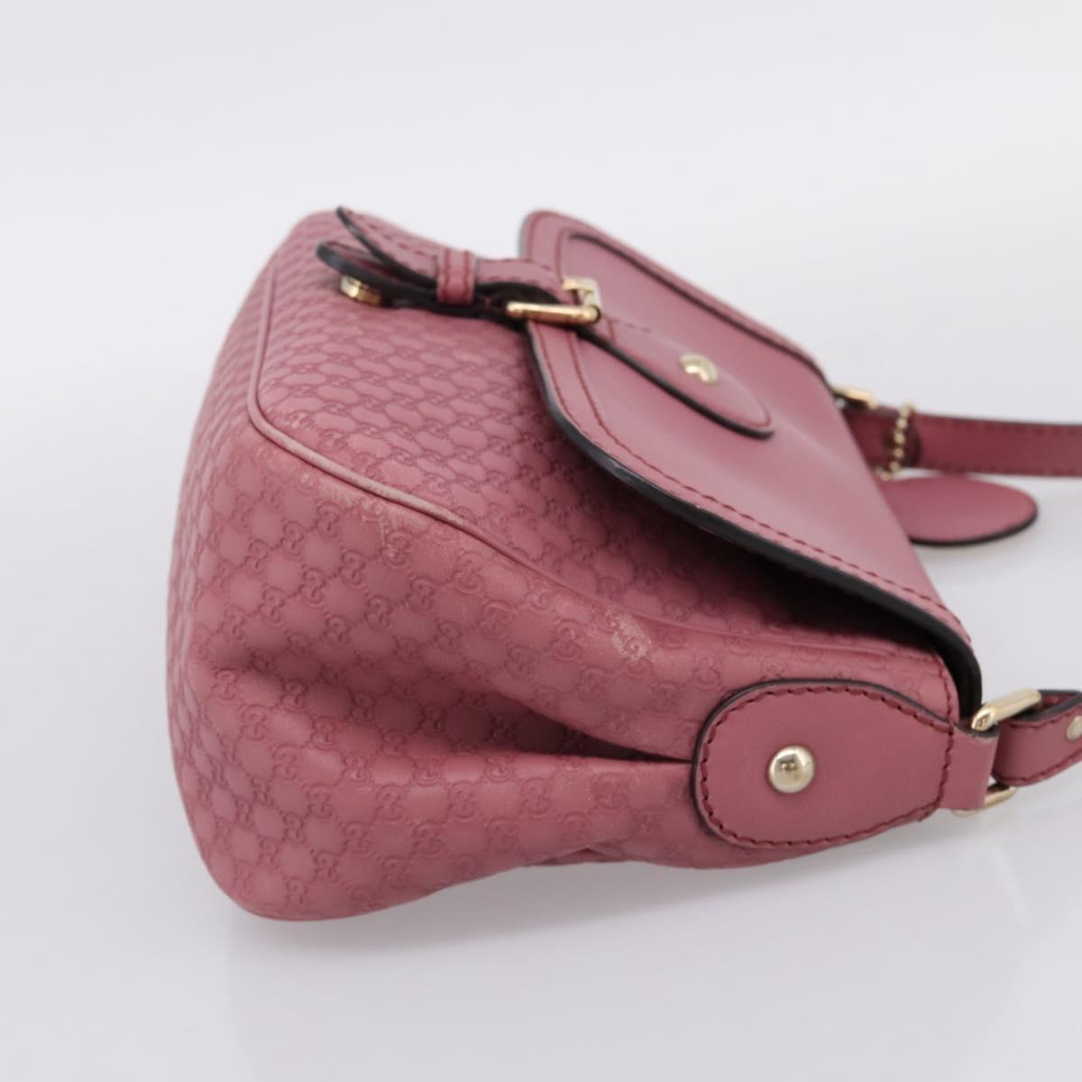 GUCCI Micro GG Canvas Guccissima Bag Leather Pink Gold 308452 Auth 201514