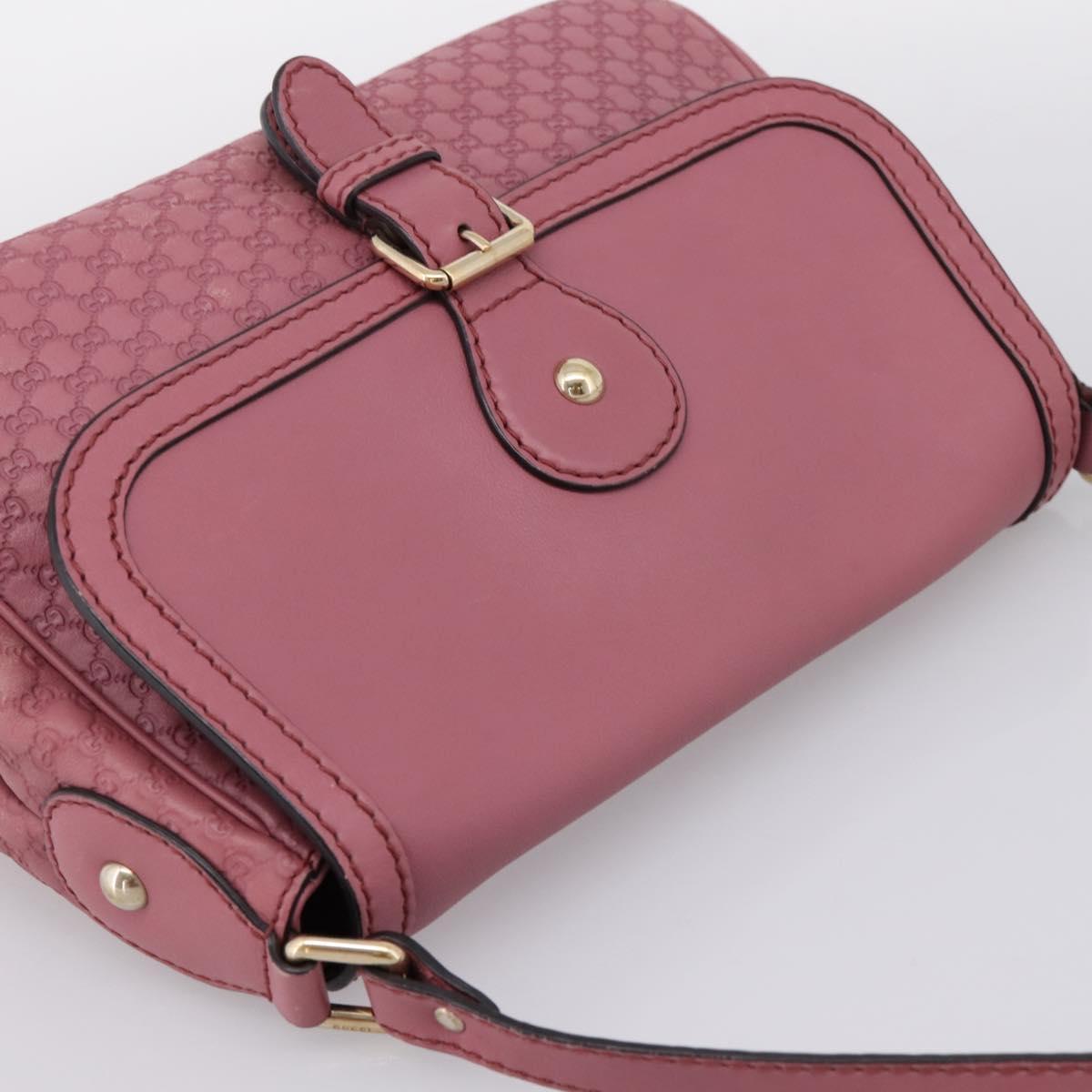 GUCCI Micro GG Canvas Guccissima Bag Leather Pink Gold 308452 Auth 201514