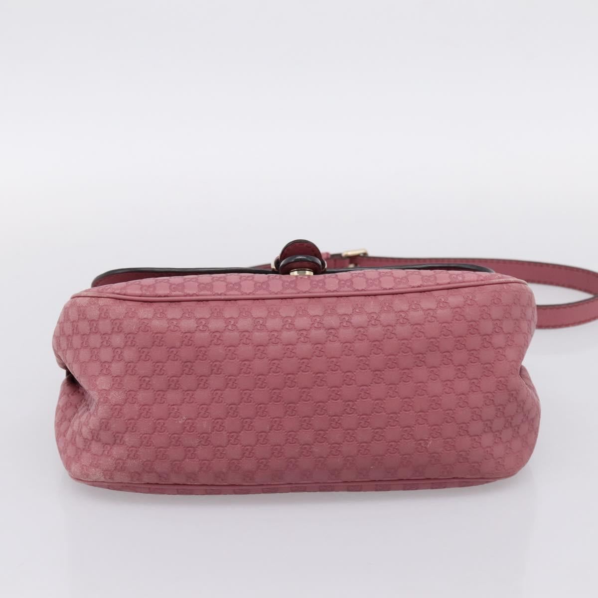 GUCCI Micro GG Canvas Guccissima Bag Leather Pink Gold 308452 Auth 201514