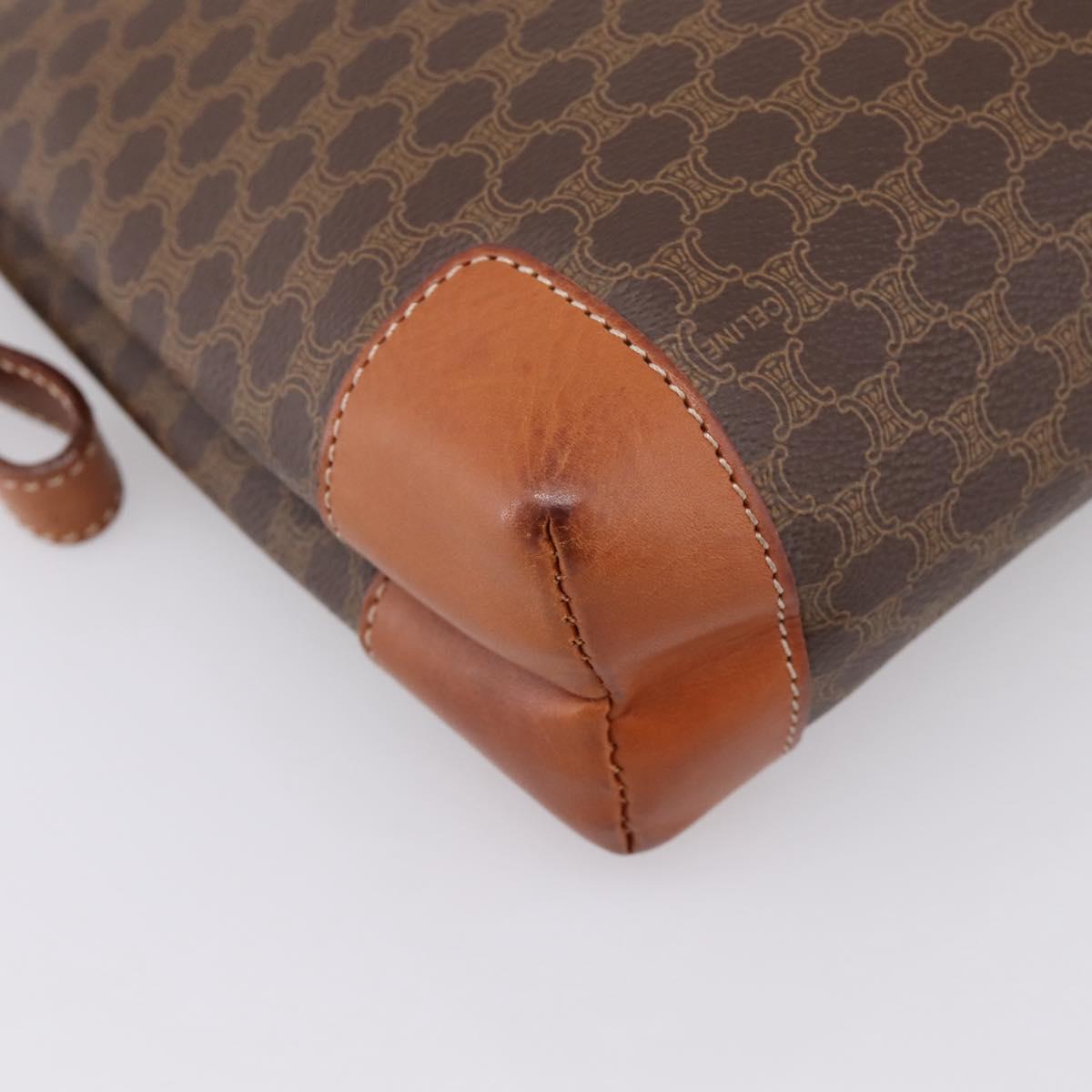 CELINE Macadam Clutch Bag PVC Leather Brown Gold Auth 201520A