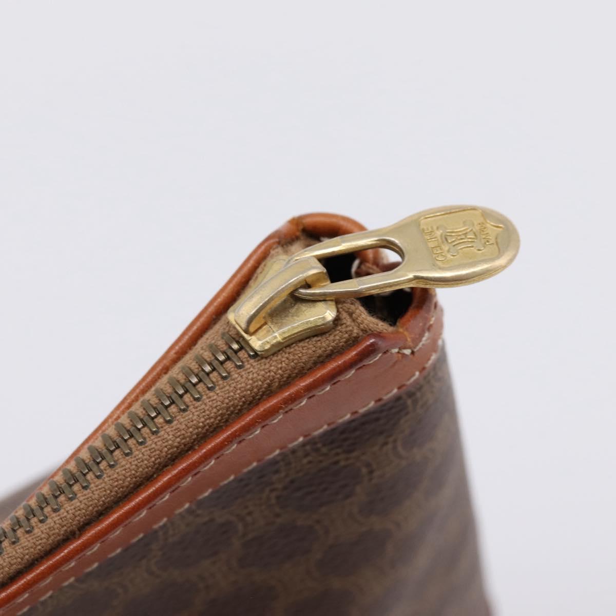 CELINE Macadam Clutch Bag PVC Leather Brown Gold Auth 201520A