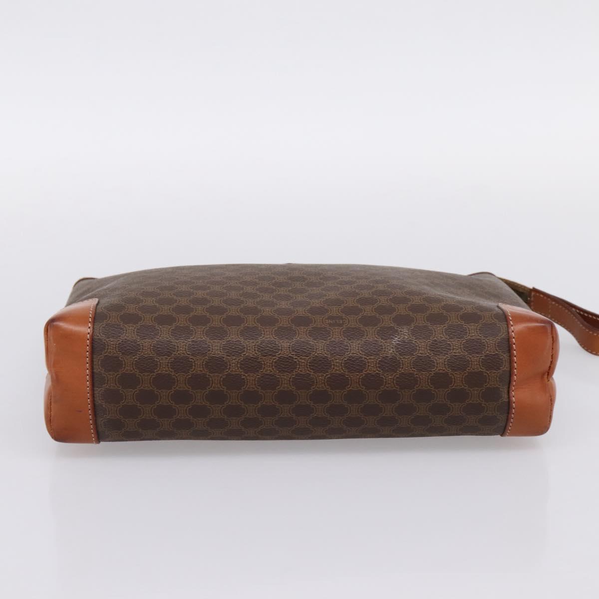 CELINE Macadam Clutch Bag PVC Leather Brown Gold Auth 201520A