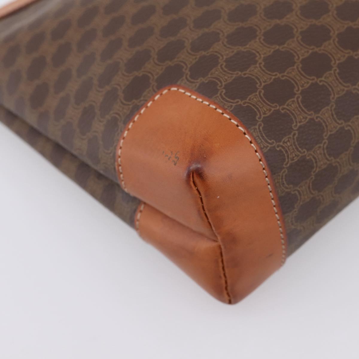CELINE Macadam Clutch Bag PVC Leather Brown Gold Auth 201520A