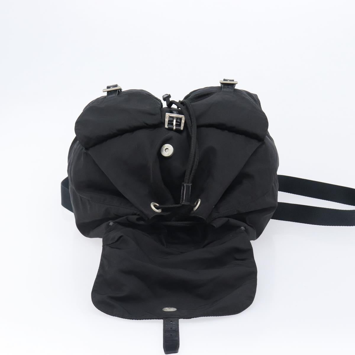 PRADA Backpack Nylon Black Silver Auth 201521