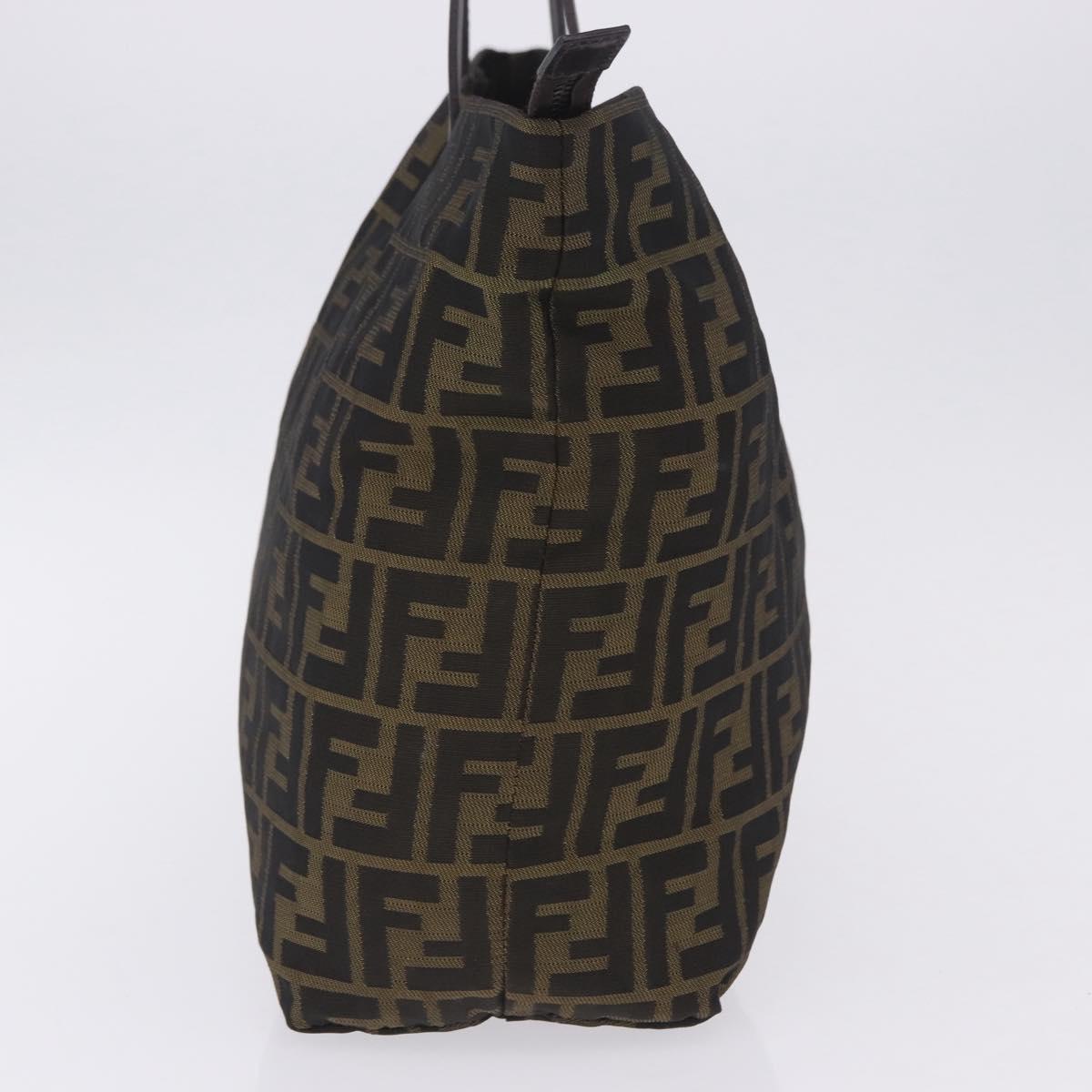 FENDI Zucca Canvas Tote Bag Black Brown Auth 201522