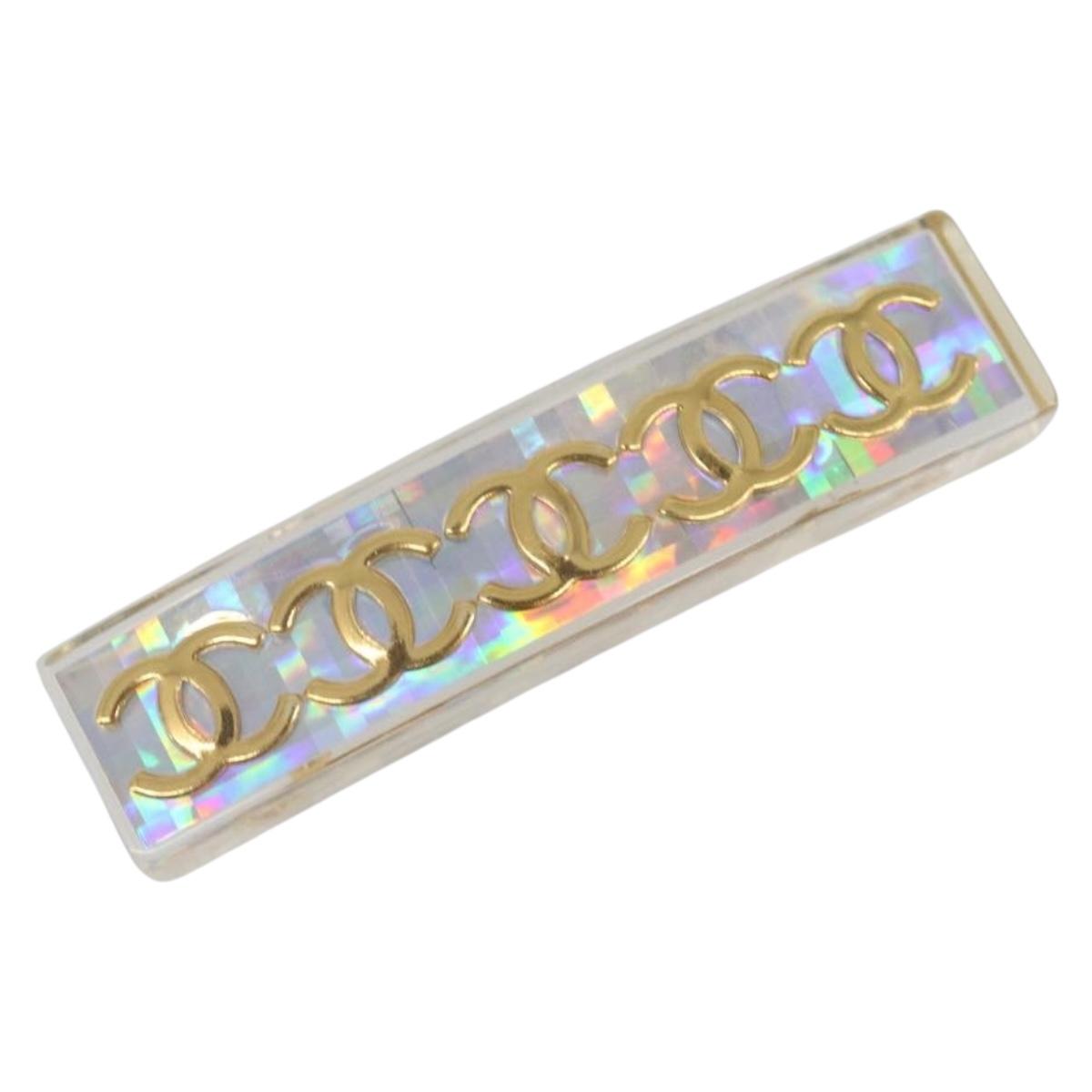 CHANEL Valletta Hair Clip metal Gold CC Auth 201528M