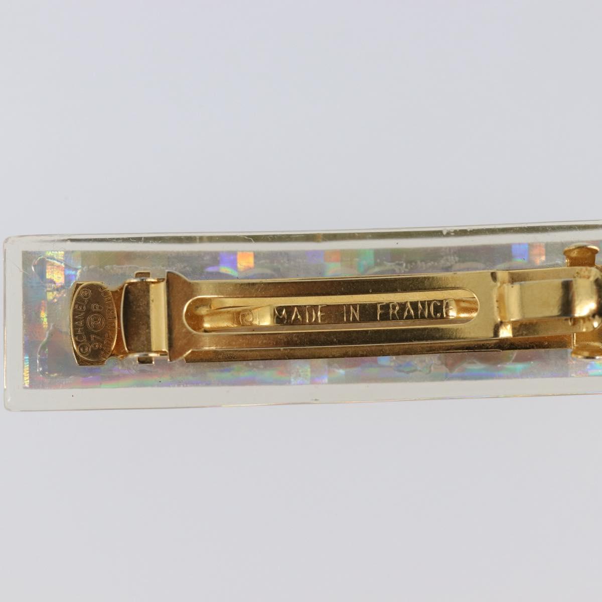 CHANEL Valletta Hair Clip metal Gold CC Auth 201528M