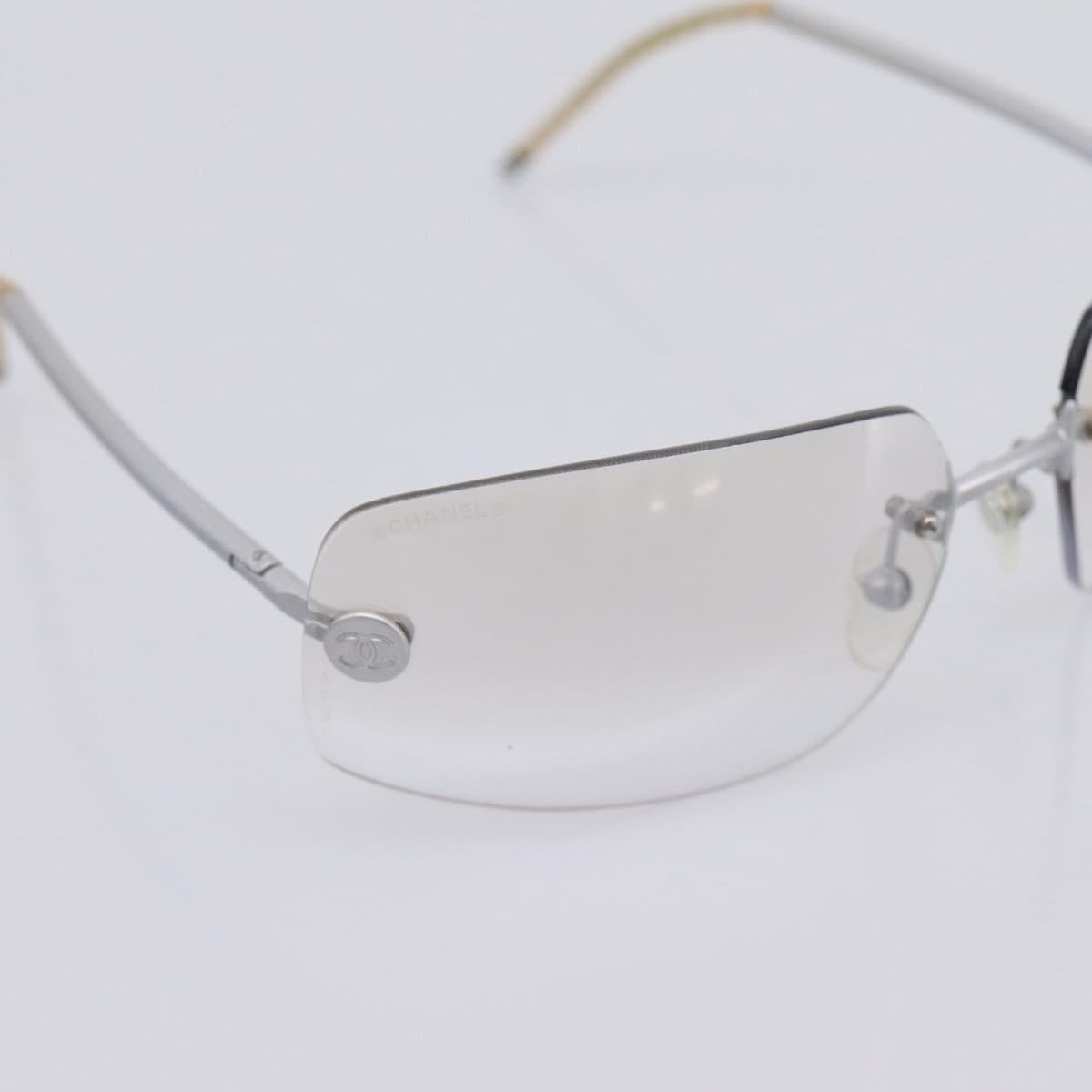 CHANEL Glasses metal Silver CC Auth 201529M