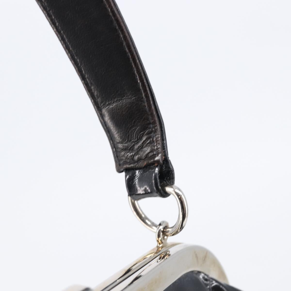 CHANEL Matelasse Hand Bag Patent leather Black Silver CC Auth 201536V