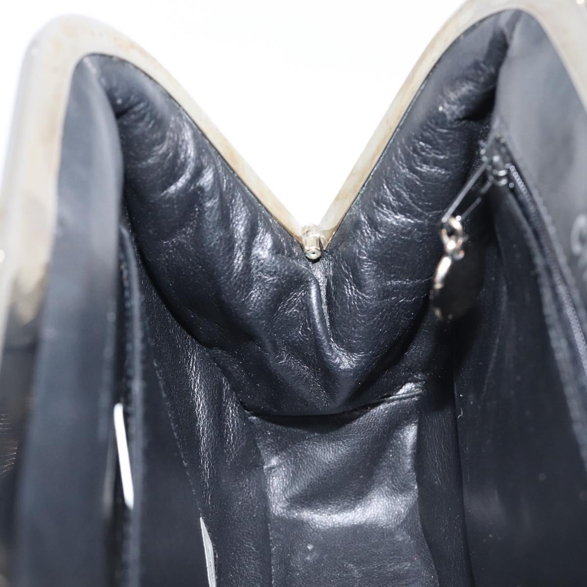 CHANEL Matelasse Hand Bag Patent leather Black Silver CC Auth 201536V