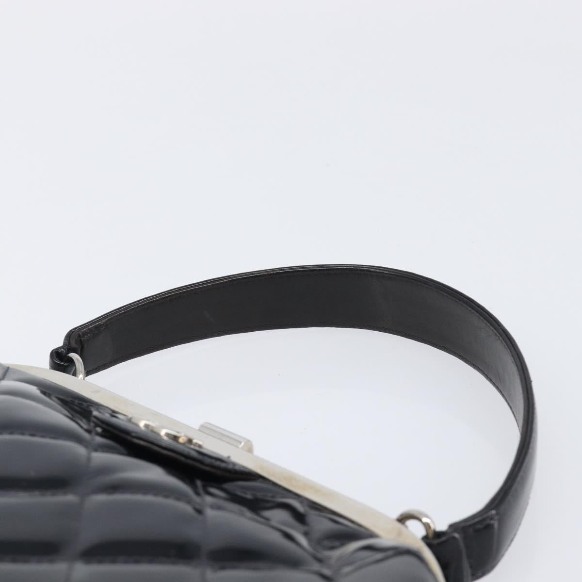 CHANEL Matelasse Hand Bag Patent leather Black Silver CC Auth 201536V
