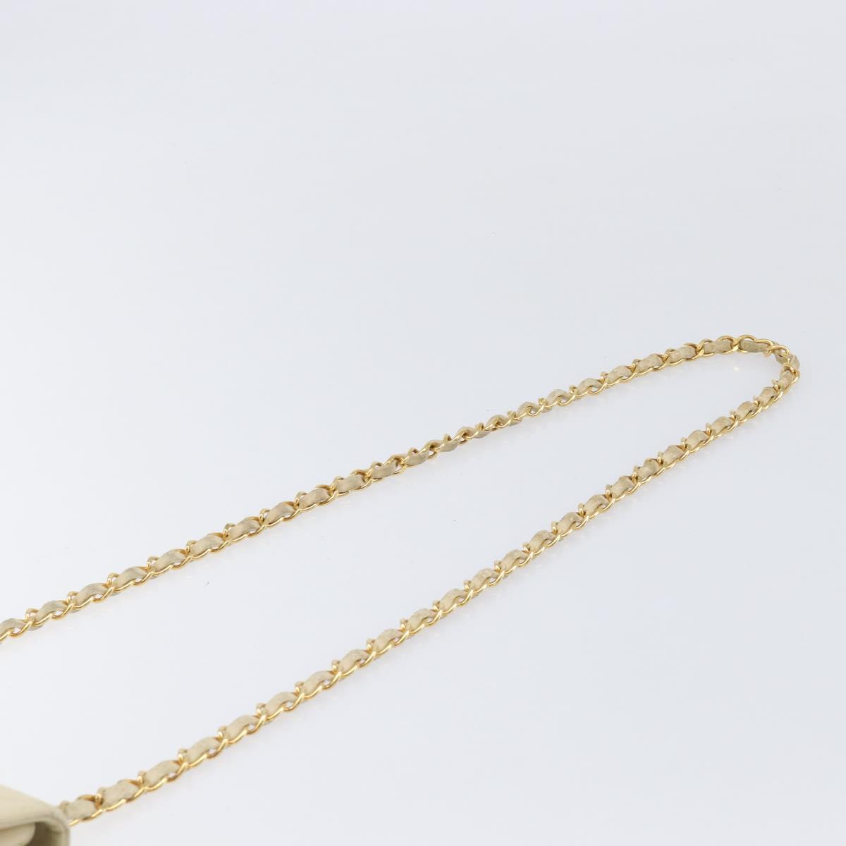 CHANEL Matelasse Chain Shoulder Bag Lamb Skin Beige Gold CC Auth 201539A