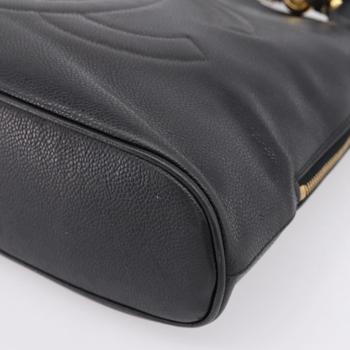 CHANEL COCO Mark Chain Shoulder Bag Caviar Skin Black Gold CC Auth 201540A