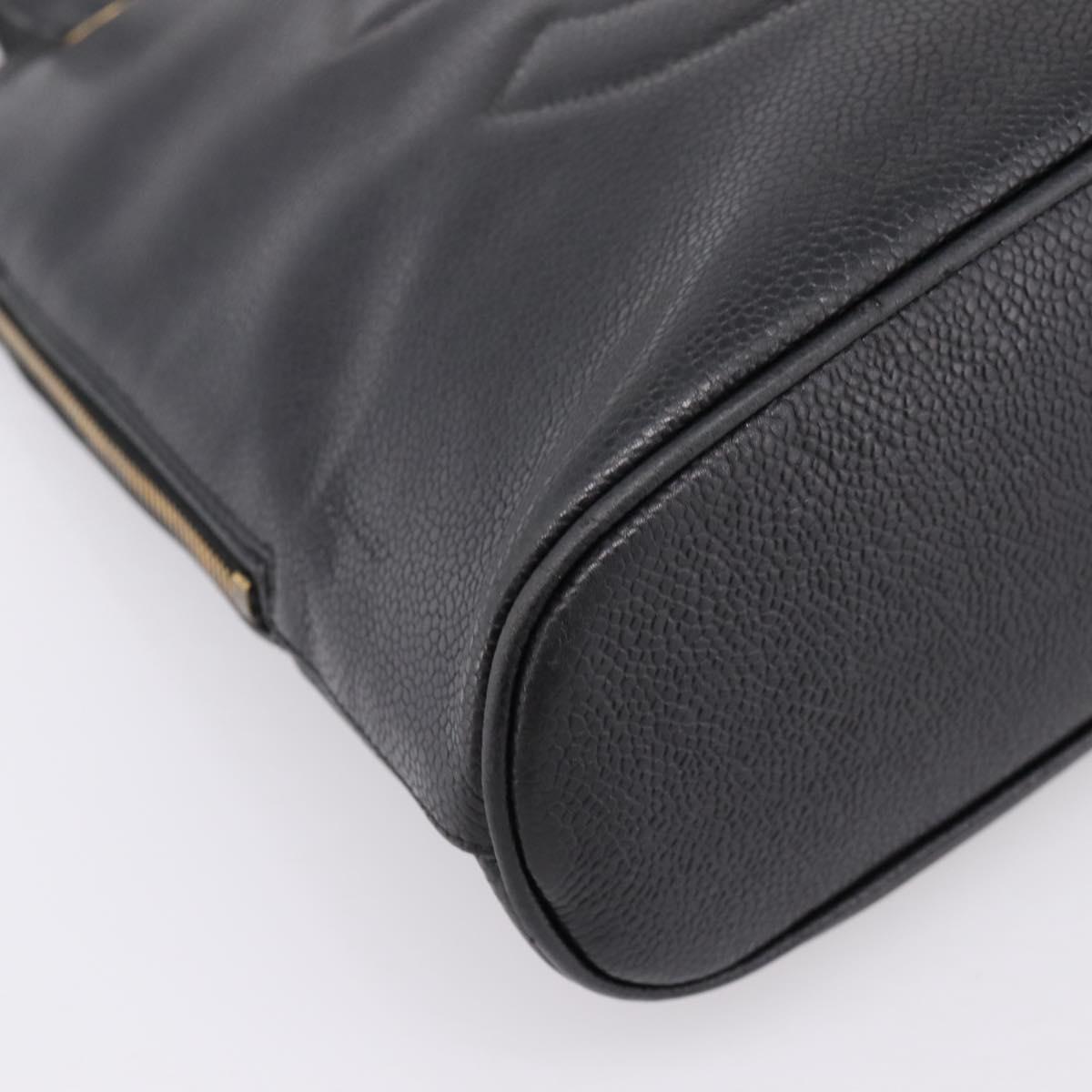CHANEL COCO Mark Chain Shoulder Bag Caviar Skin Black Gold CC Auth 201540A