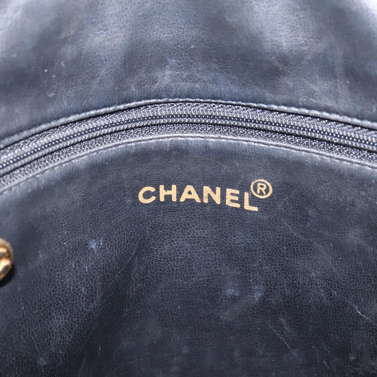 CHANEL COCO Mark Chain Shoulder Bag Caviar Skin Black Gold CC Auth 201540A
