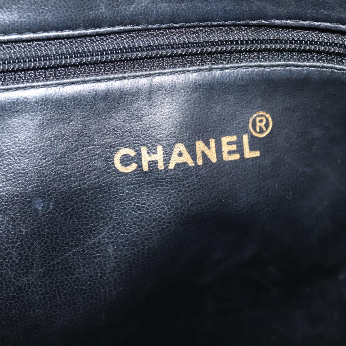 CHANEL COCO Mark Chain Shoulder Bag Caviar Skin Black Gold CC Auth 201540A