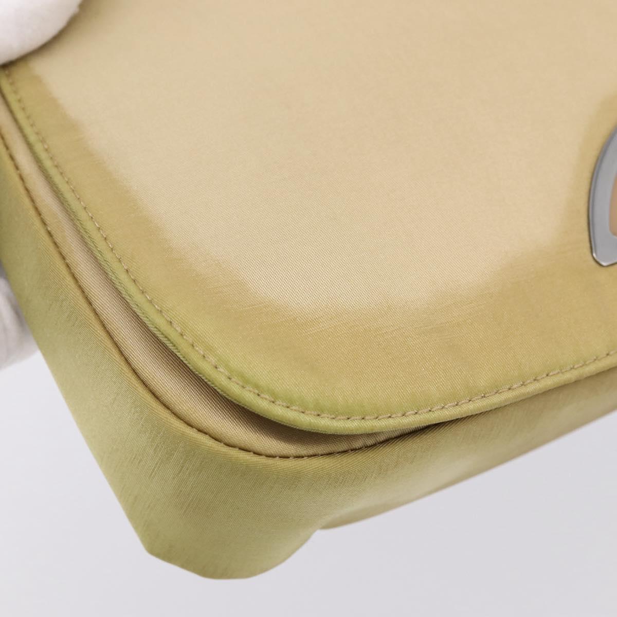 Christian Dior Maris Pearl Hand Bag Nylon Beige Silver Auth 201541