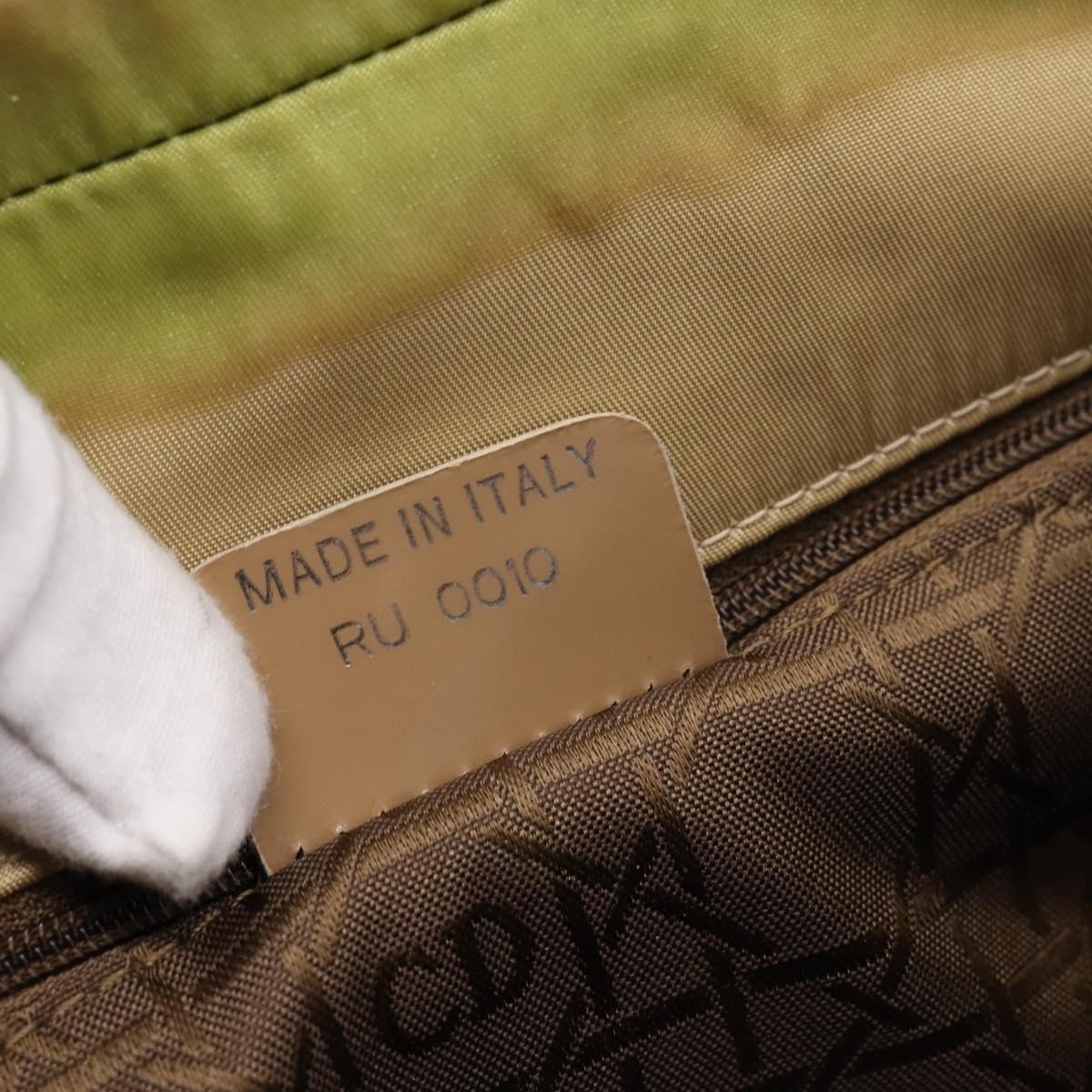 Christian Dior Maris Pearl Hand Bag Nylon Beige Silver Auth 201541