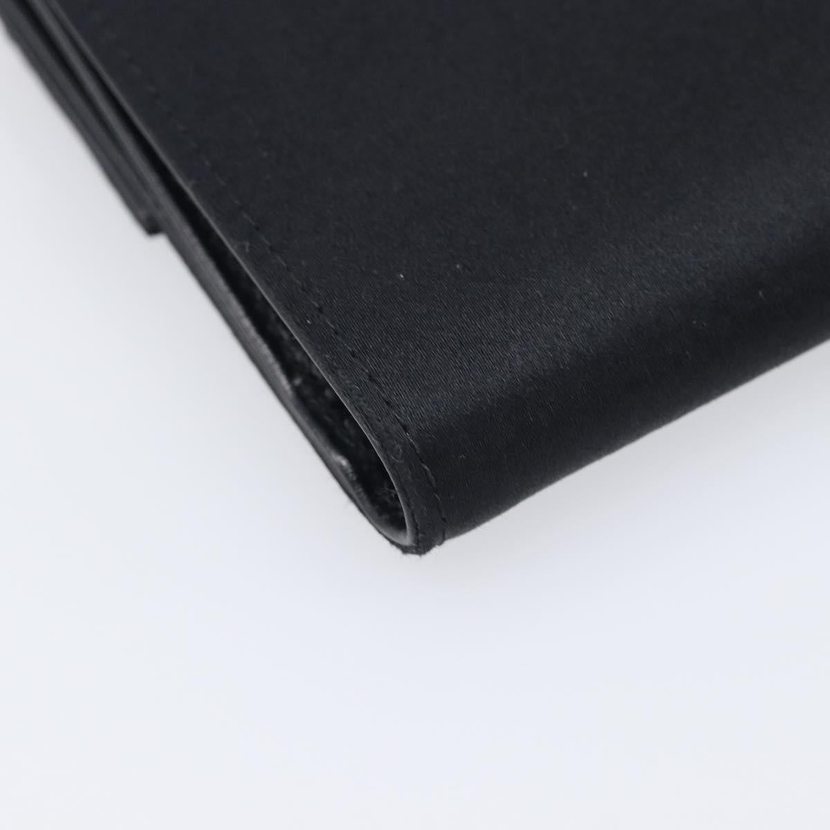 PRADA Wallet Satin Black Silver Auth 201549V