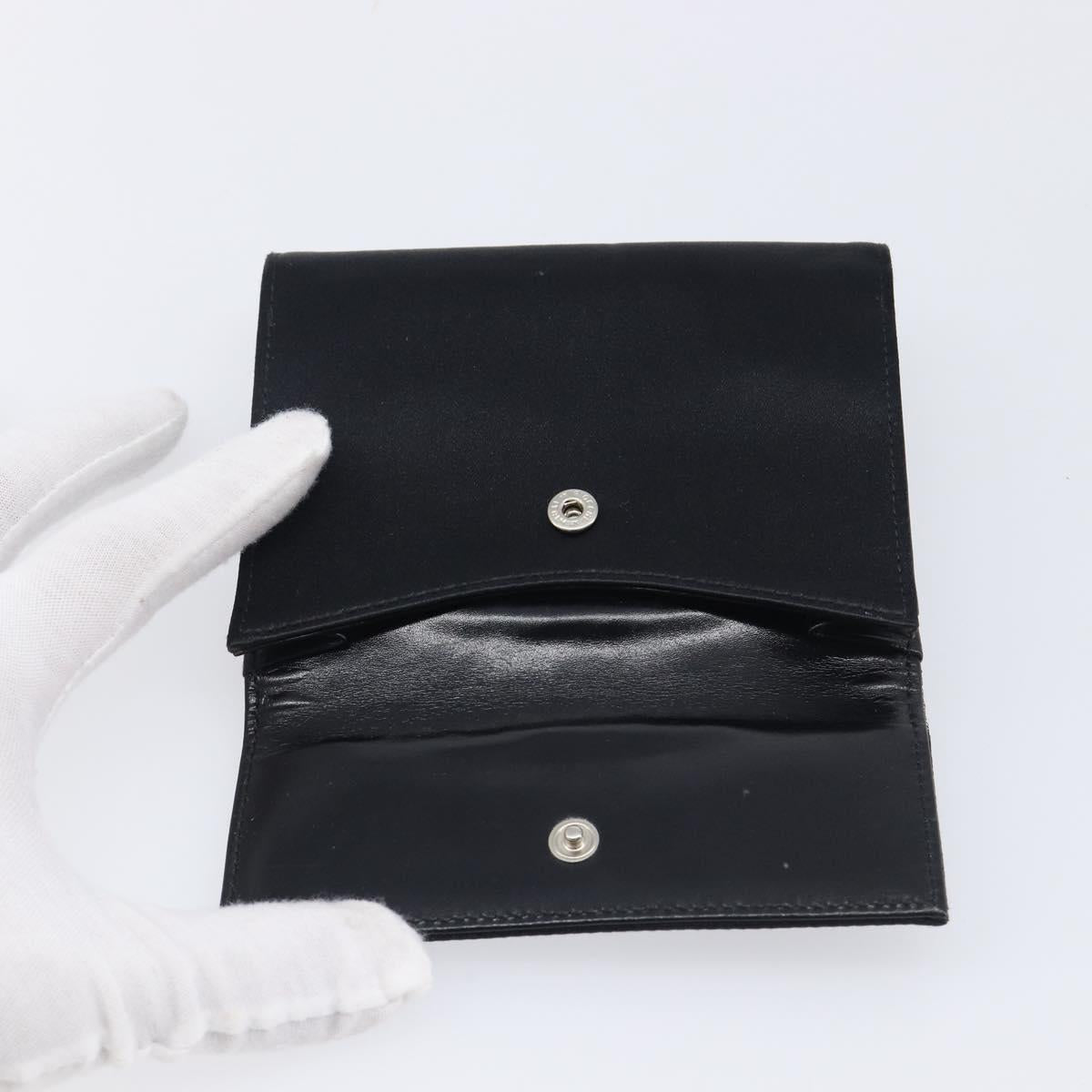 PRADA Wallet Satin Black Silver Auth 201549V
