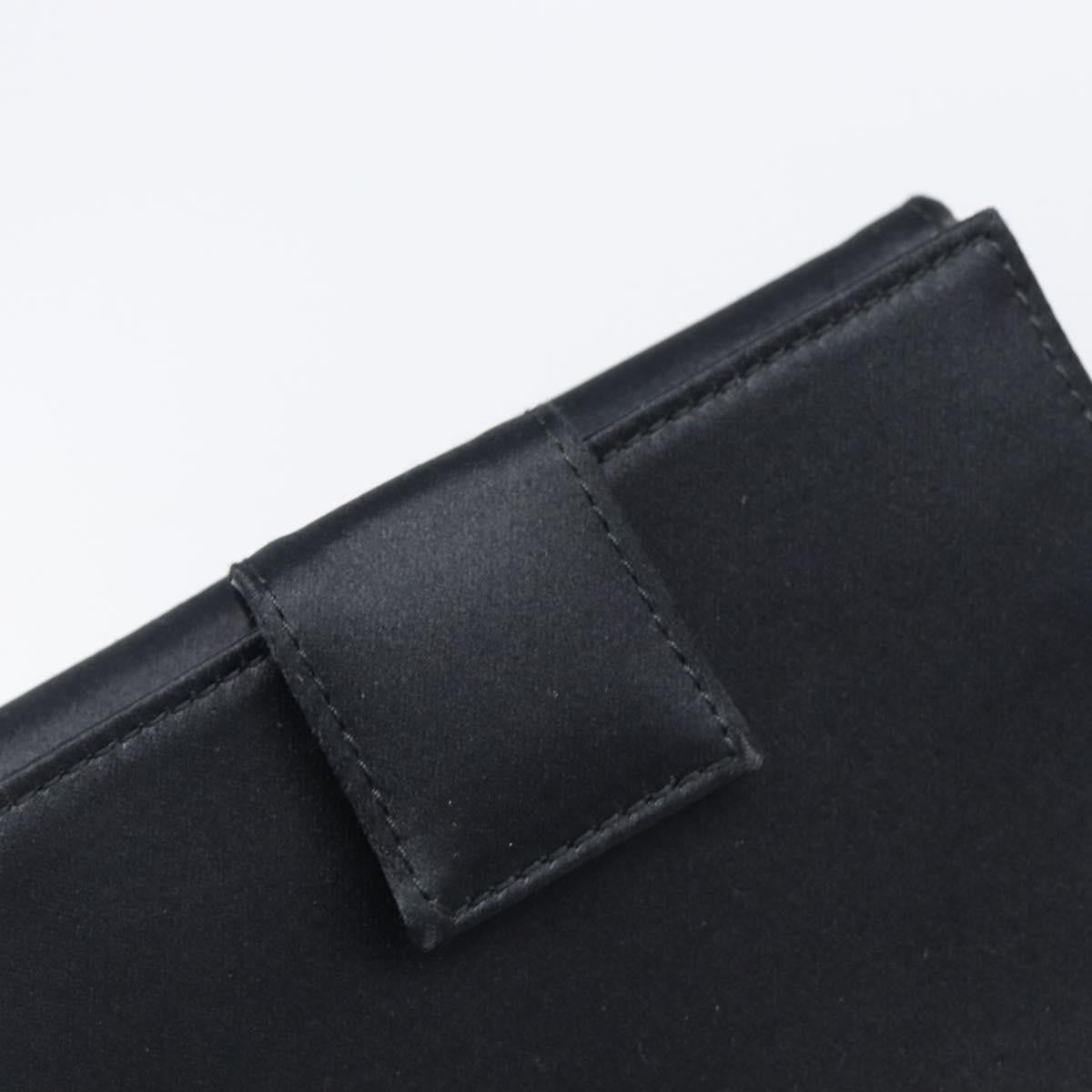 PRADA Wallet Satin Black Silver Auth 201549V