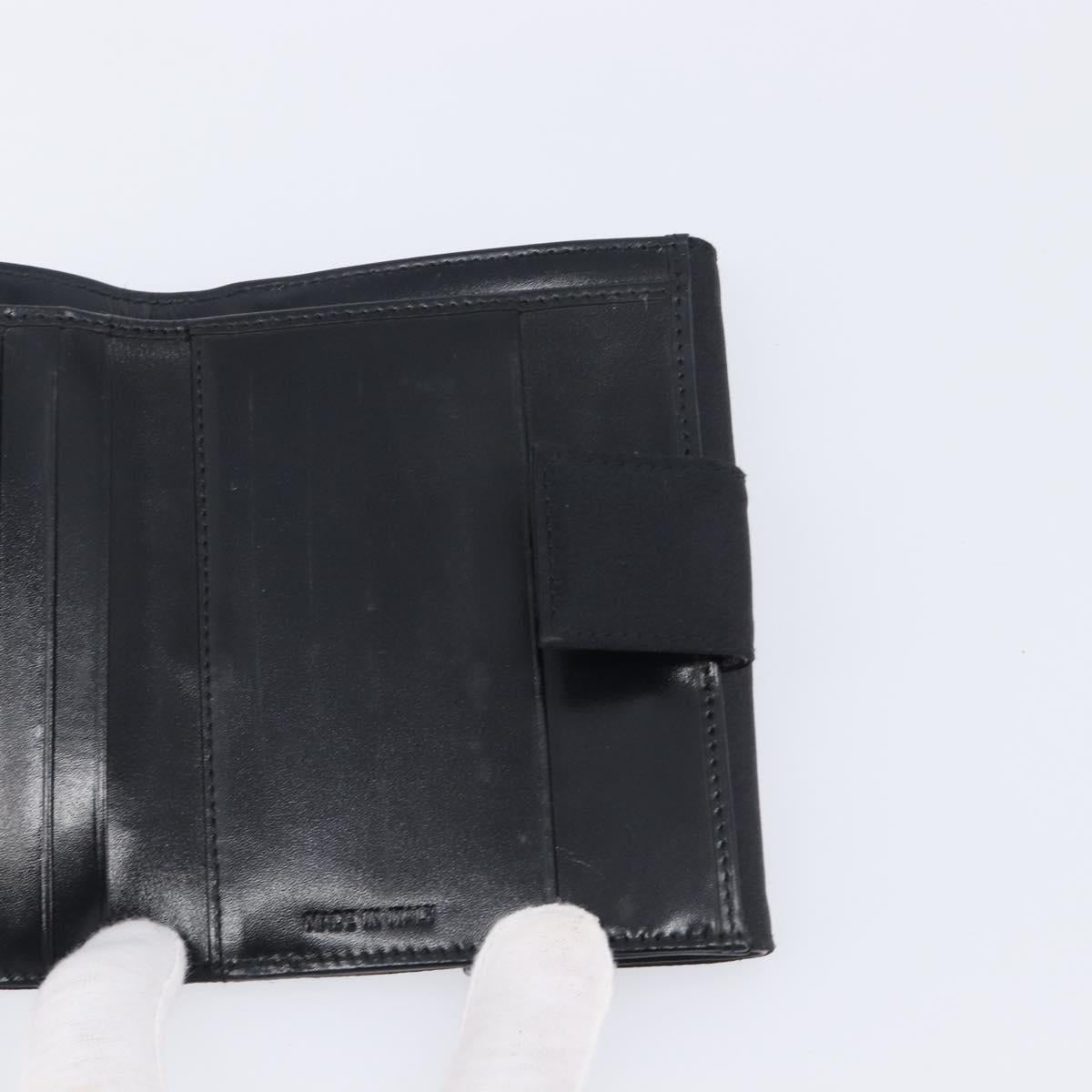 PRADA Wallet Satin Black Silver Auth 201549V