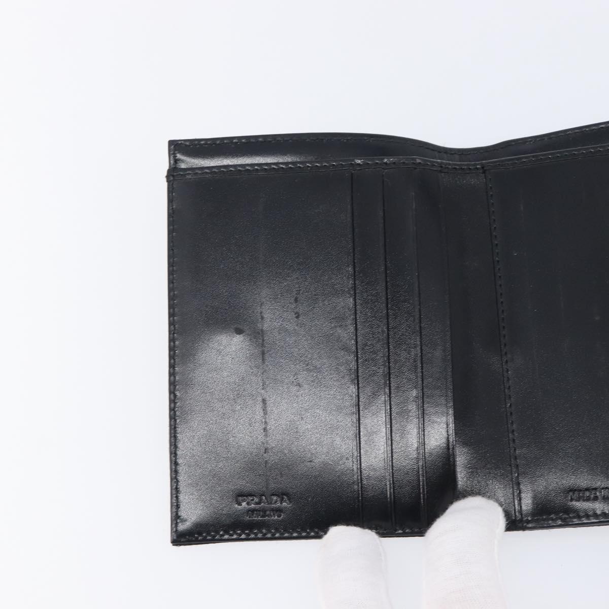 PRADA Wallet Satin Black Silver Auth 201549V
