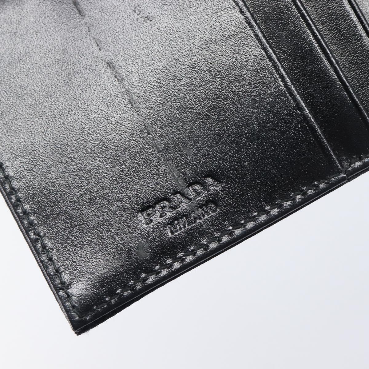 PRADA Wallet Satin Black Silver Auth 201549V