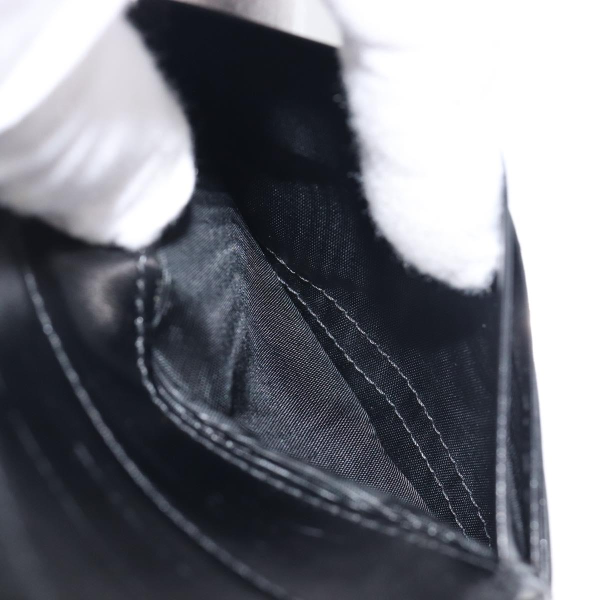 PRADA Wallet Satin Black Silver Auth 201549V