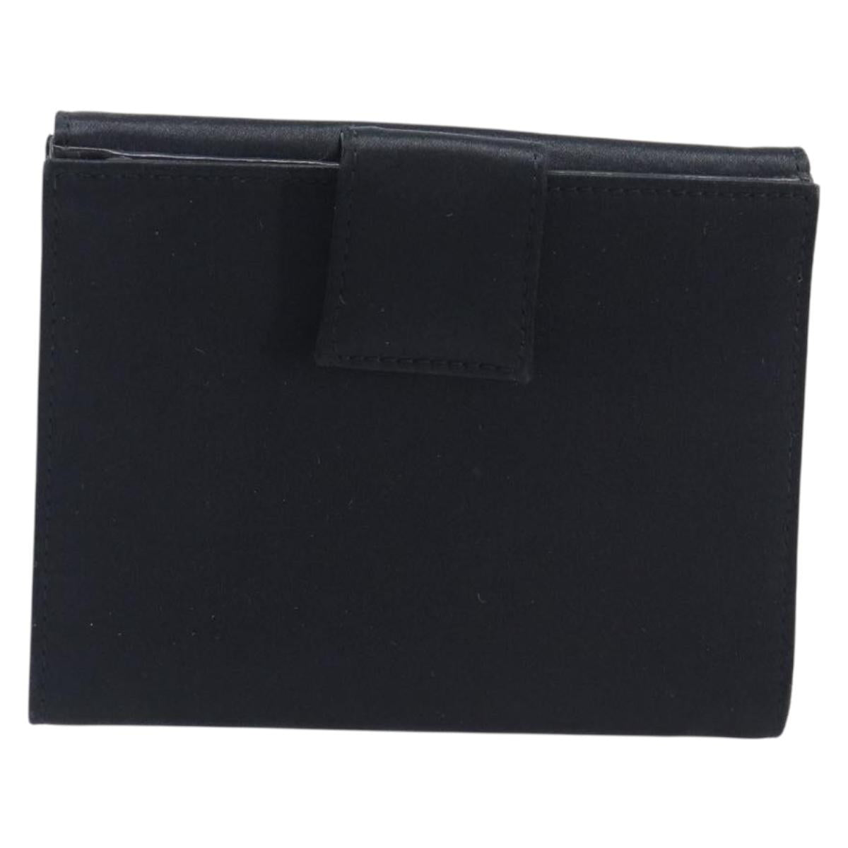 PRADA Wallet Satin Black Silver Auth 201549V