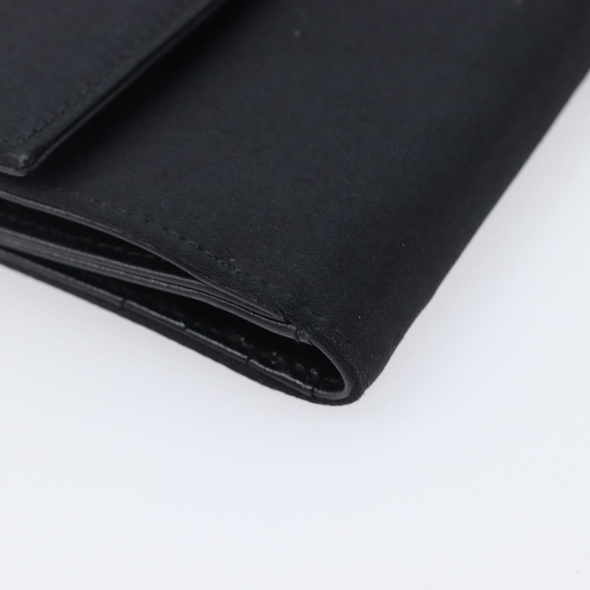 PRADA Wallet Satin Black Silver Auth 201549V