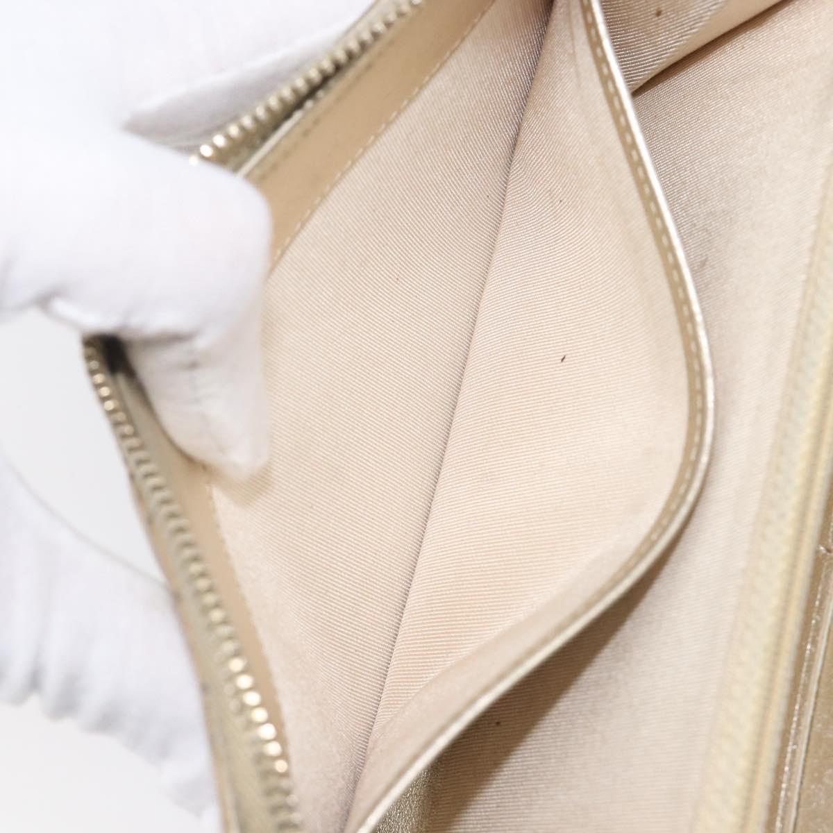 CHANEL Matelasse Long Wallet Lamb Skin Champagne Gold CC Auth 201554