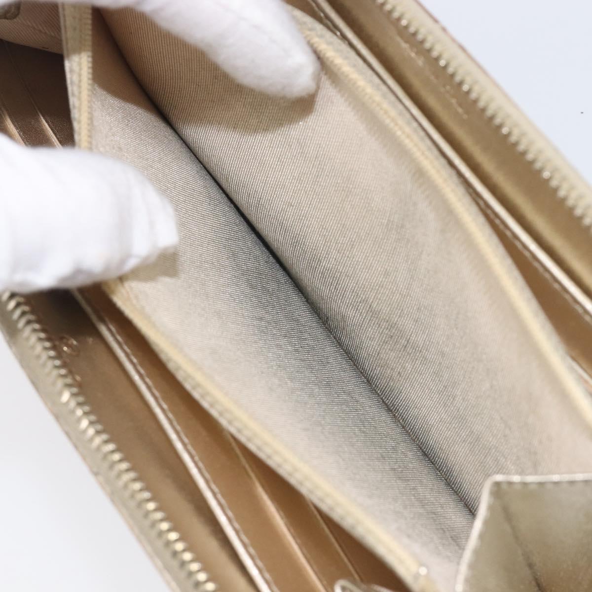 CHANEL Matelasse Long Wallet Lamb Skin Champagne Gold CC Auth 201554