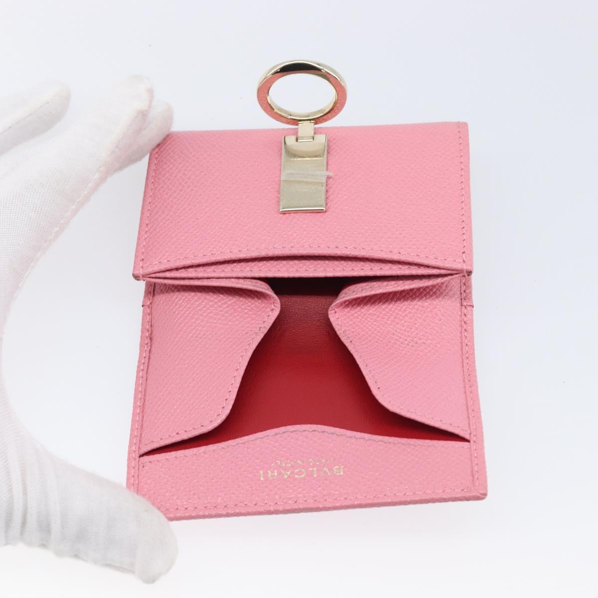 BVLGARI Coin Purse Leather Pink Gold Auth 201561V