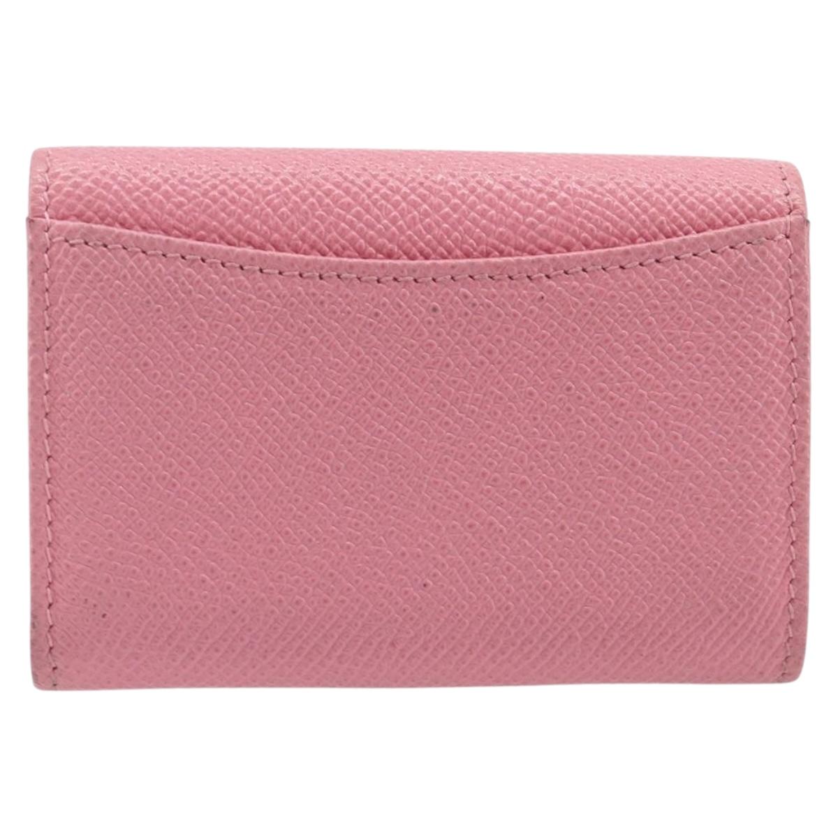 BVLGARI Coin Purse Leather Pink Gold Auth 201561V