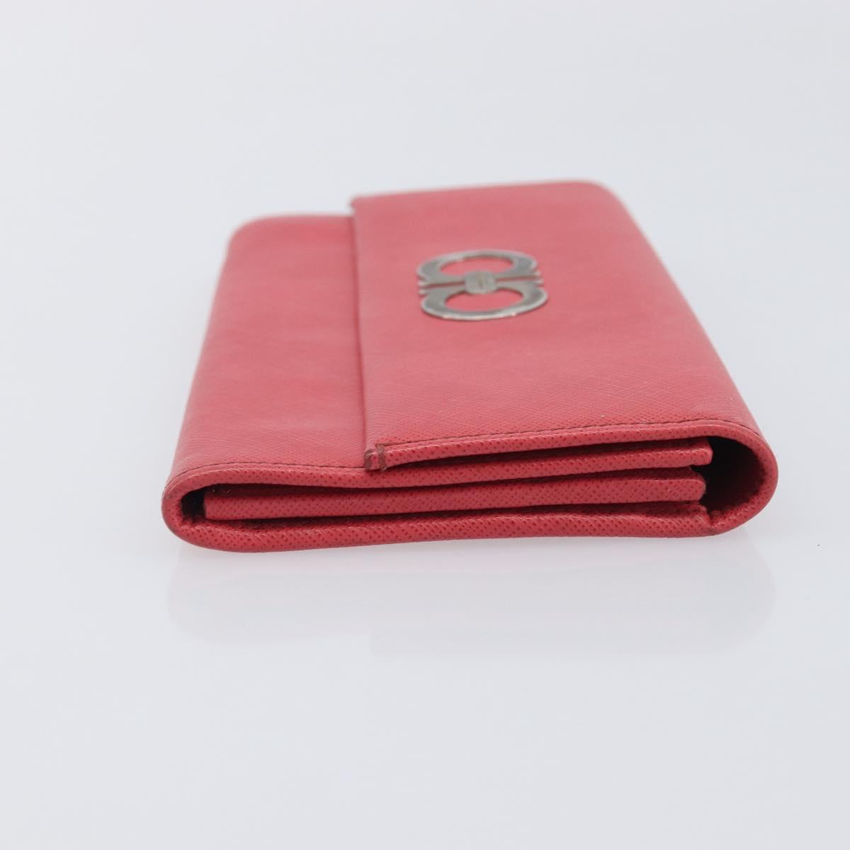 Salvatore Ferragamo Gancini Long Wallet Leather Pink Silver Auth 201562A