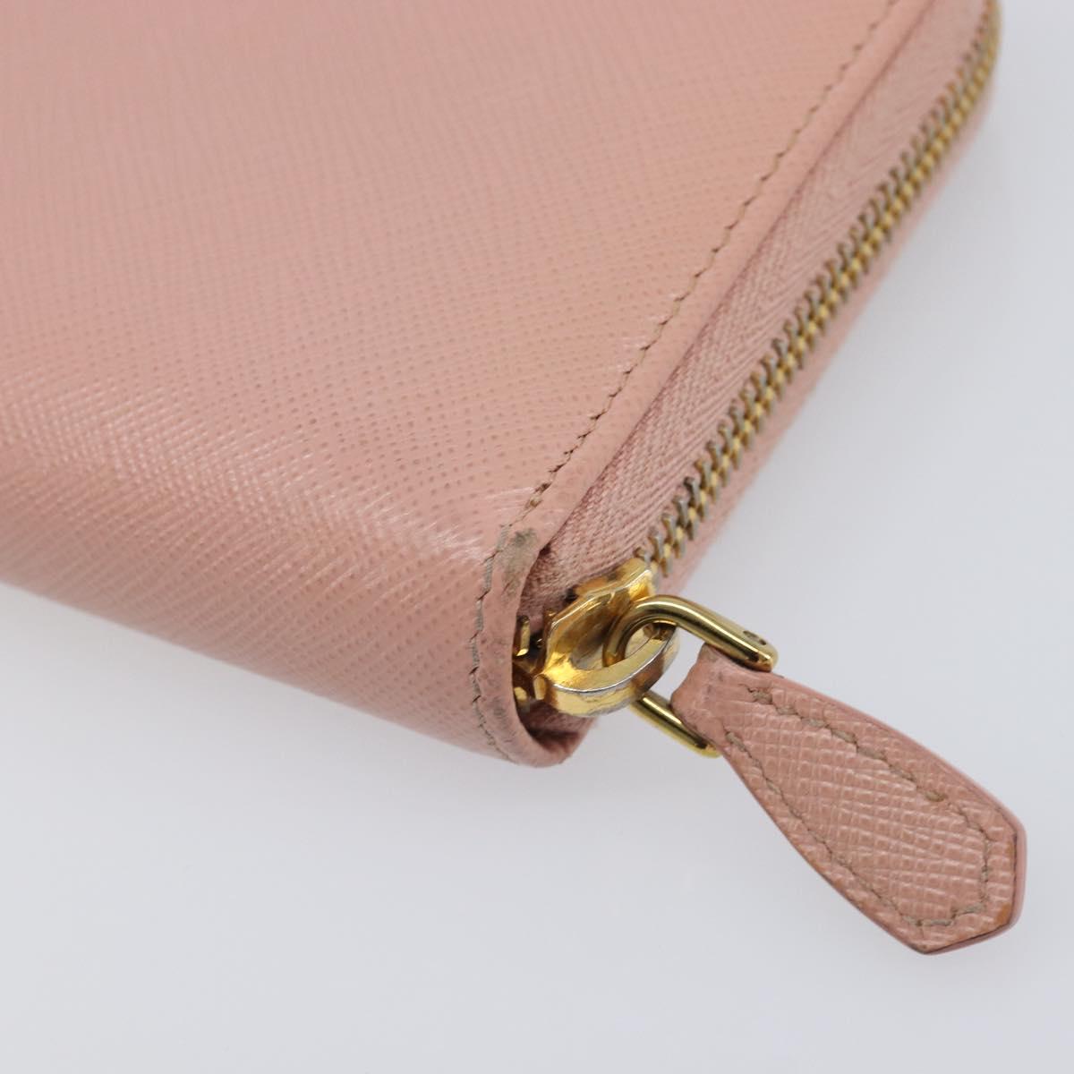 PRADA Long Wallet Safiano Leather Pink Gold Auth 201563A