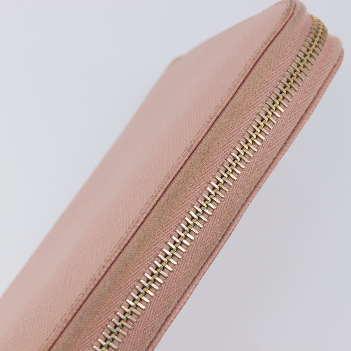 PRADA Long Wallet Safiano Leather Pink Gold Auth 201563A