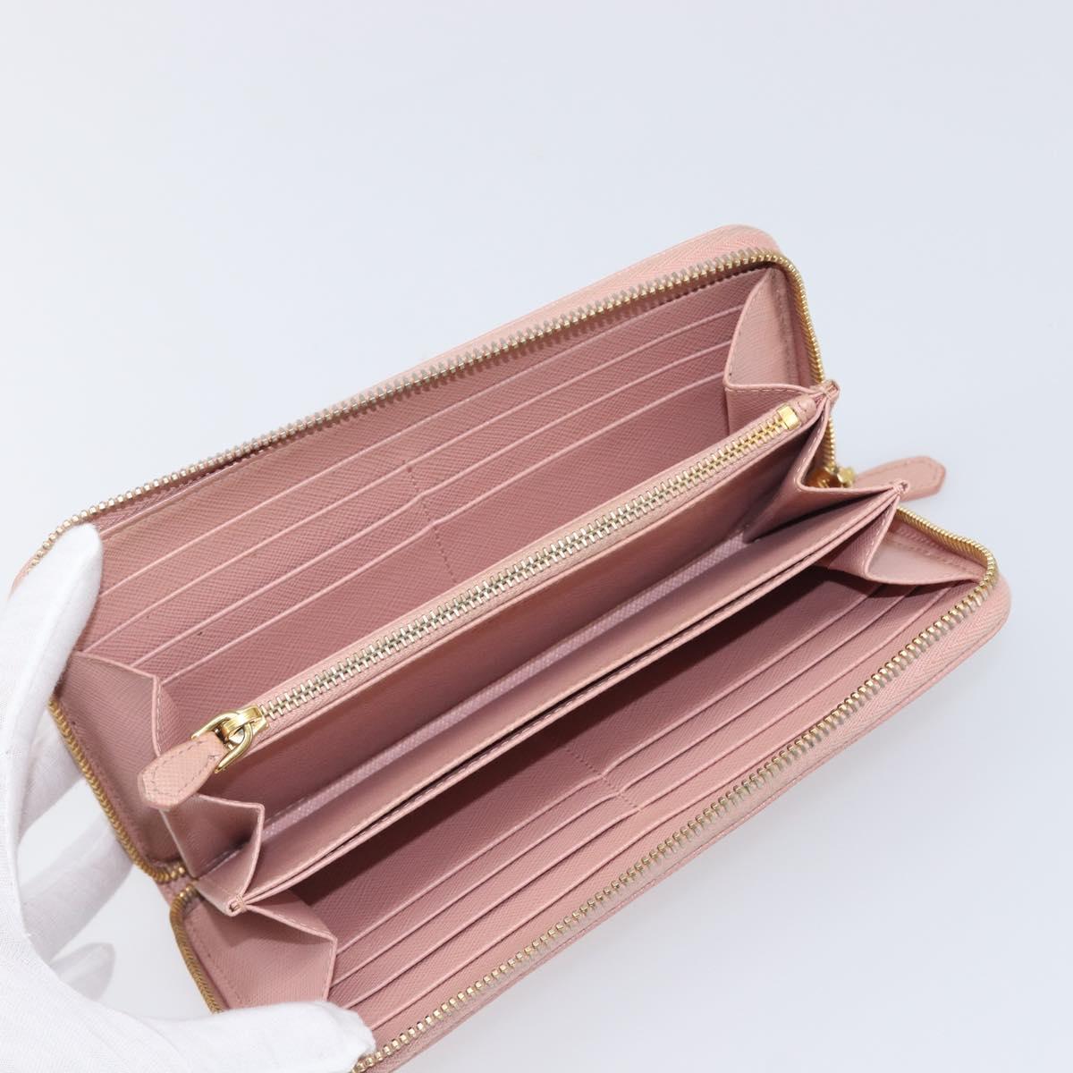 PRADA Long Wallet Safiano Leather Pink Gold Auth 201563A
