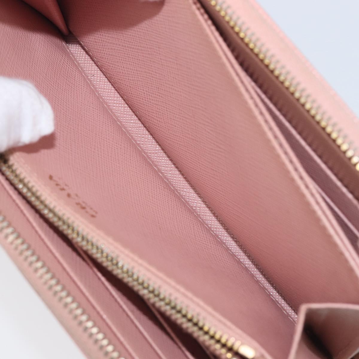 PRADA Long Wallet Safiano Leather Pink Gold Auth 201563A
