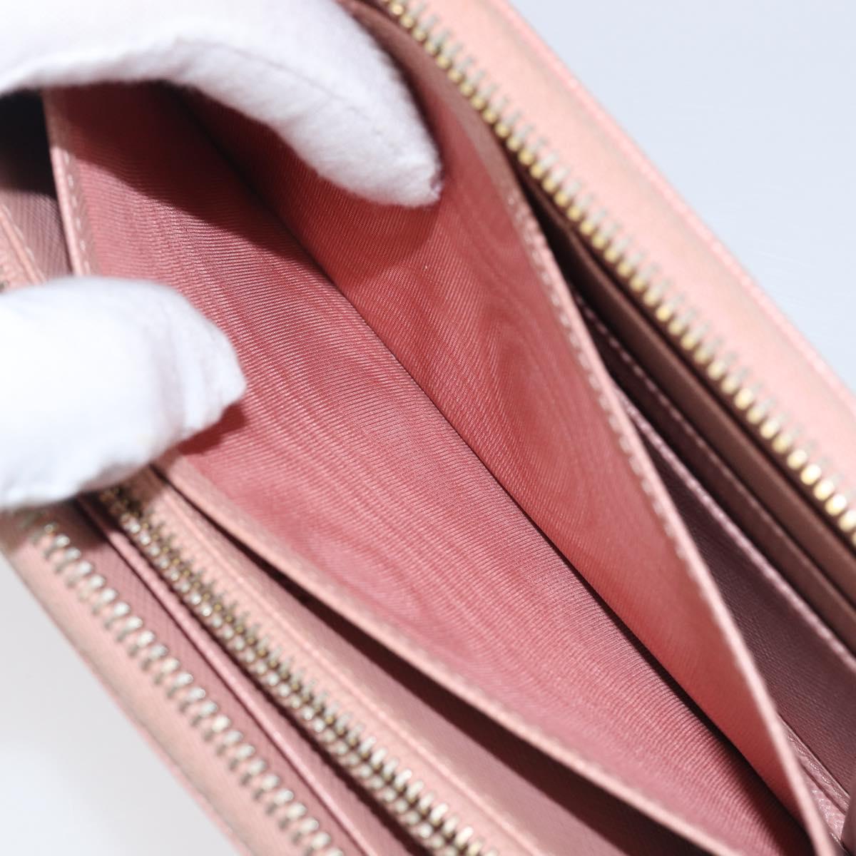 PRADA Long Wallet Safiano Leather Pink Gold Auth 201563A