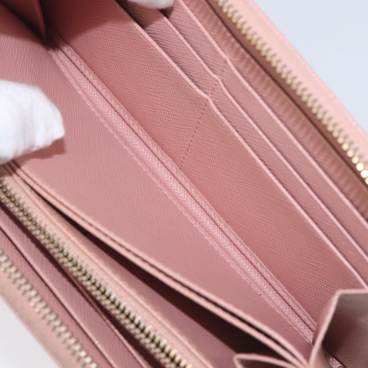 PRADA Long Wallet Safiano Leather Pink Gold Auth 201563A