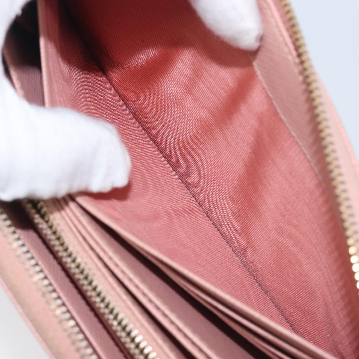 PRADA Long Wallet Safiano Leather Pink Gold Auth 201563A